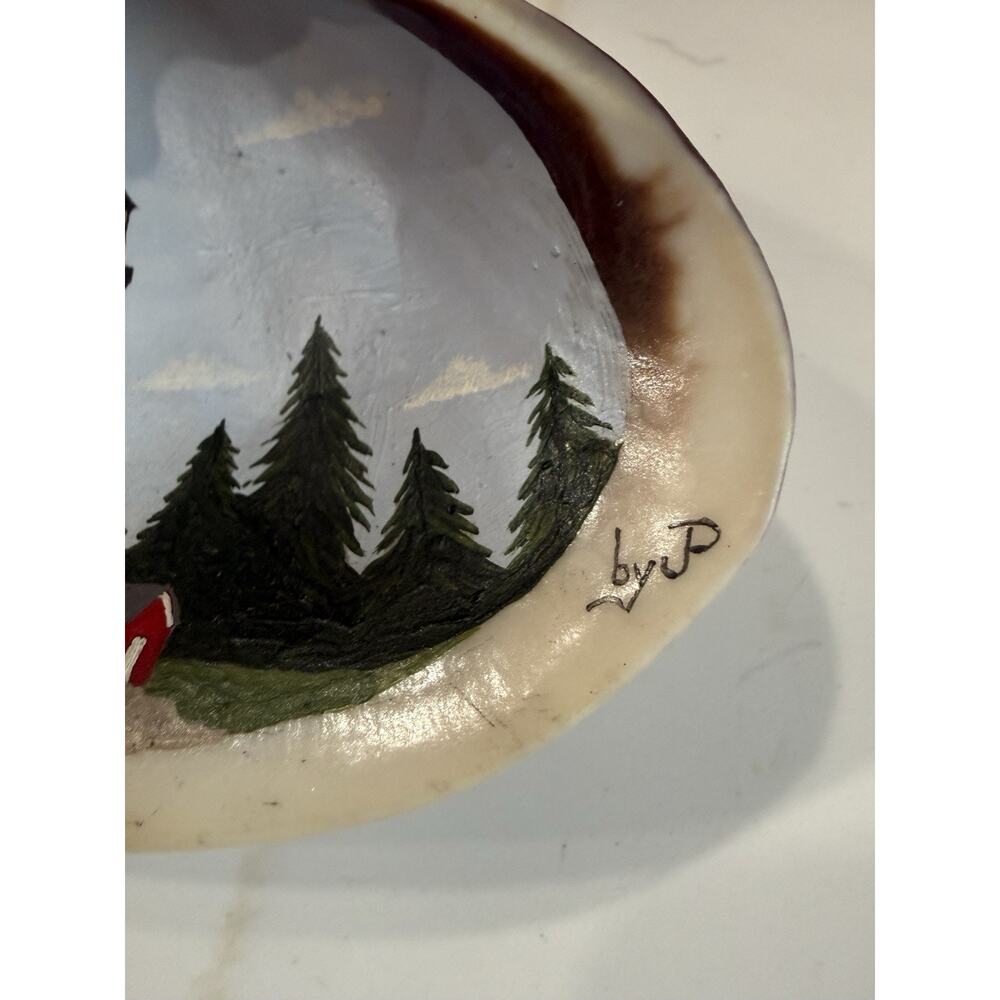 Hand Painted Signed Cape Cod Lighthouse Oval Christmas Ornament Clam Shell 5” - Picture 3 of 5
